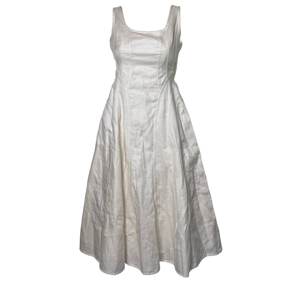 Zimmermann August 100% Linen Crem off white Midi Dress sz 0P - Picture 1 of 11
